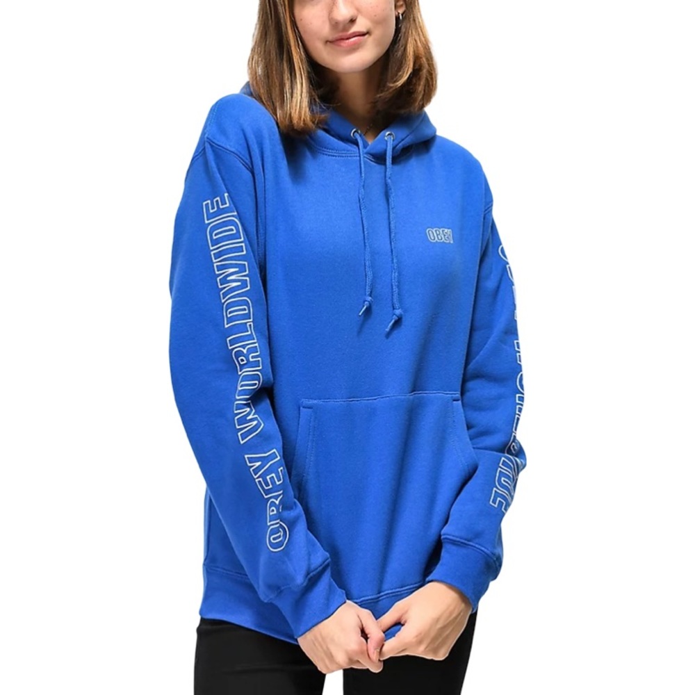 OBEY Worldwide Outline Royal Blue Hoodie Small